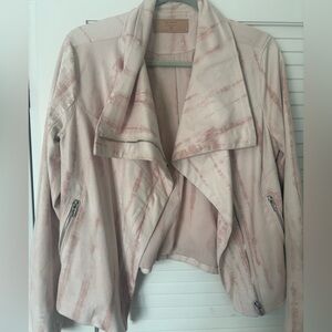 Blank NYC Faux suede Jacket Size M Blush Pink Tie-Dye